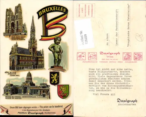 606699,DECALPOSTCARD Abziehkarte Brüssel Bruxelles Belgium