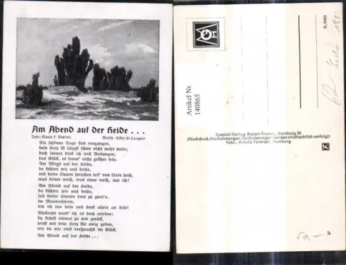 140865,Liedkarte Am Abend a. d. Heide Text Klaus F. Richter Musik Eldo di Lazaro