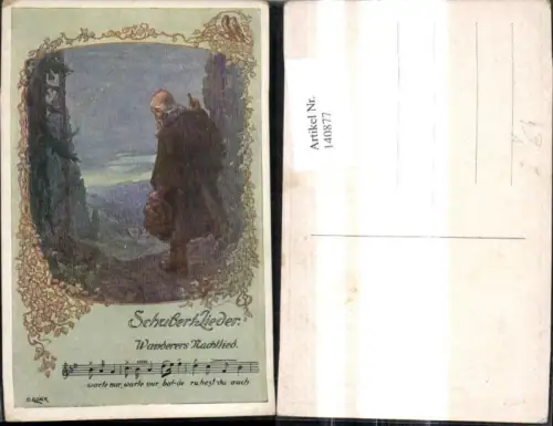 140877,Künstler Ak O. Elsner Schubert Lieder Wanderers Nachtlied Notenzeile