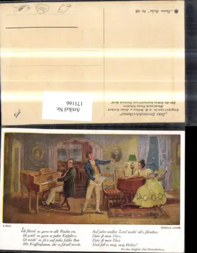 171166,Liedkarte Franz Schubert Das Dreimäderlhaus sign A. Broch