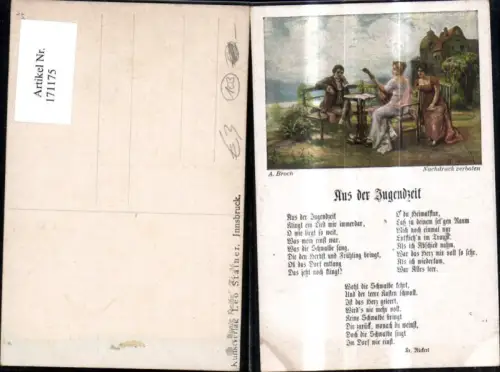 171175,Liedkarte Aus d. Jugendzeit Fr. Rückert sign A. Broch
