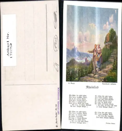 171179,Liedkarte Rheinlied Nicolaus Becker sign A. Broch