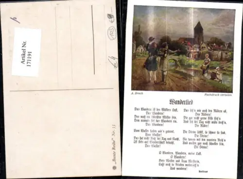 171191,Liedkarte Wanderlied Volkslied sign A. Broch