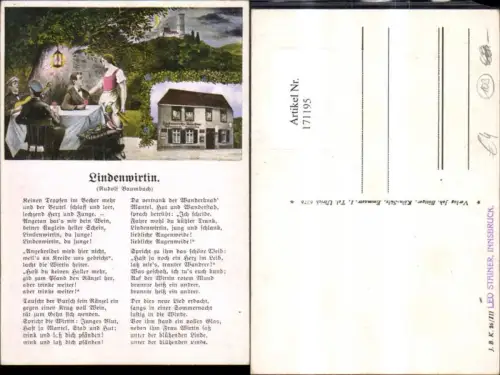 171195,Liedkarte Lindenwirtin Rudolf Baumbach