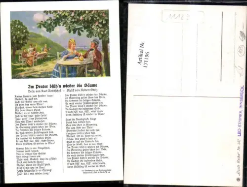 171196,Liedkarte Im Prater blühn wieder die Bäume Kurt Robitschef Robert Stolz