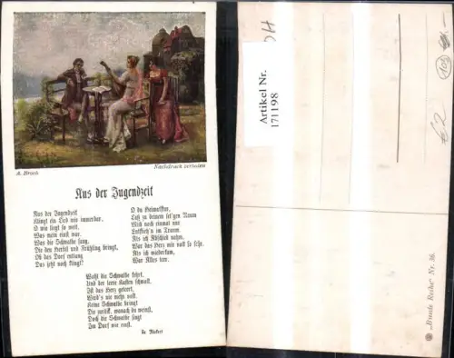 171198,Liedkarte Aus der Jugendzeit Fr. Rückert sign A. Broch