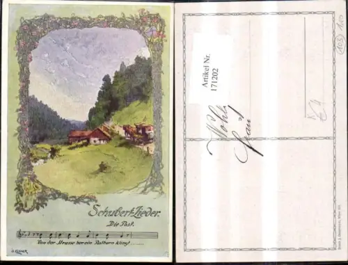 171202,Liedkarte Die Post Schubertlieder sign O. Elsner
