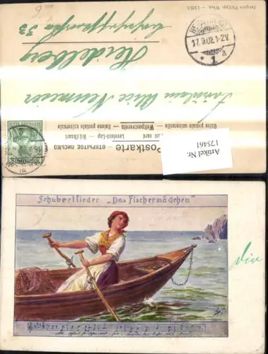 175461,Künstler Ak Liedkarte Schubertlieder Das Fischermädchen Frau Ruderboot pub Jacques Philipp