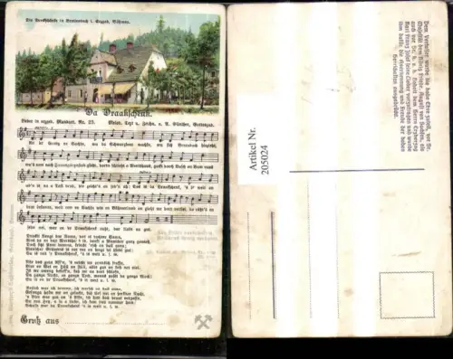 205024,Liedkarte Anton Günther Gottesgab Böhmen „Da Draakschenk“ Dreckschänke in Breitenbach i. Erzgebirge