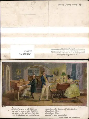 216914,Künstler Ak A. Broch Franz Schubert Singspiel Dreimäderlhaus Text Liedkarte
