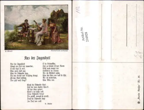 216928,Künstler Ak A. Broch Aus d. Jugendzeit Liedkarte Fr. Rückert Liedkarte