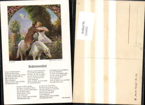 216932,Künstler Ak A. Broch Heckenrosenlied Text Otto Roquetta Liedkarte