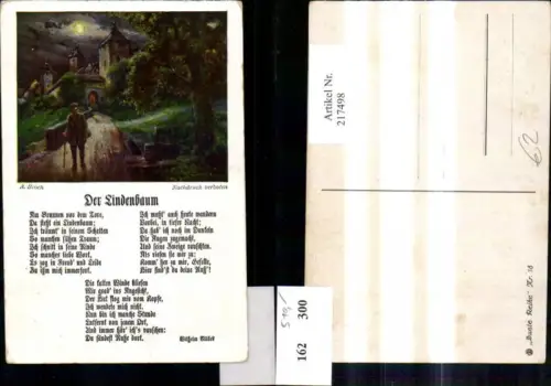 217498,Liedkarte Künstler Ak A. Broch Der Lindenbaum Text Wilhelm Müller
