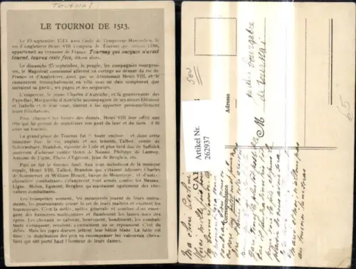 262937,Liedkarte Le Tournoi de 1513 Text