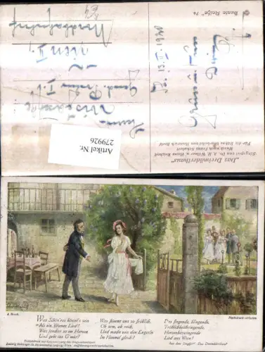 279926,Künstler AK E. Broch Liedkarte 74 F. Schubert Das Dreimäderlhaus v. A. M. Willner u. H. Reichert Liebespaar