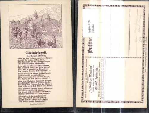 288764,Liedkarte Weinlesezeit v. Roland Henning Text Wein Weissenkirchen