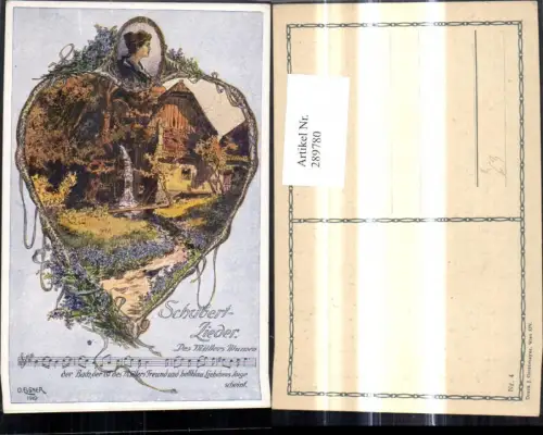 289780,Künstler Ak O. Elsner Liedkarte Schubertlieder Des Müllers Blumen Notenzeile Wassermühle
