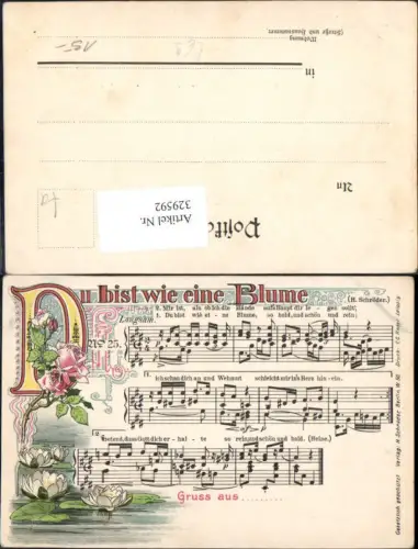 329592,Künstler Litho Du bist wie eine Blume H. Schröder Liedkarte
