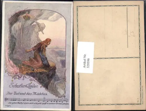 329596,Künstler Ak O. Elsner Schubertlieder Der Tod u. d. Mädchen Liedkarte