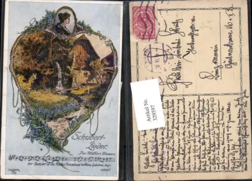 329597,Künstler Ak O. Elsner Schubertlieder Des Müllers Blumen Wassermühle Liedkarte