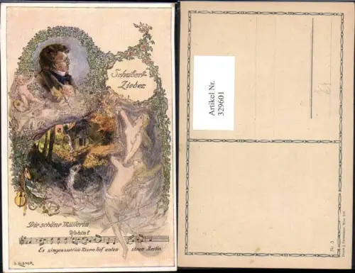329601,Künstler Ak O. Elsner Schubertlieder Die schöne Müllerin Liedkarte