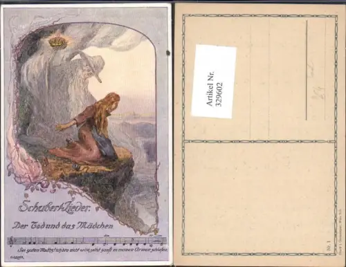 329602,Künstler Ak O. Elsner Schubertlieder Der Tod u. d. Mädchen Liedkarte