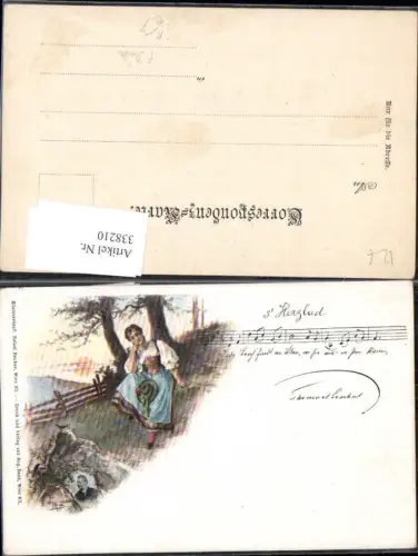 338210,Künstler Ak E. Döcker Litho Liedkarte S Herlad Notenzeile Frau Tracht