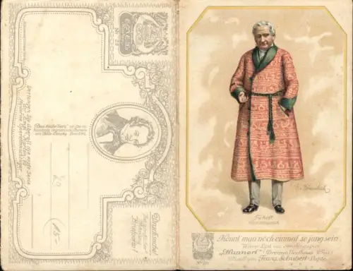 354813,Klappkarte Fereuchich Liedkarte Hannerl Dreimäderlhaus v. Franz Schubert pub Emel 20