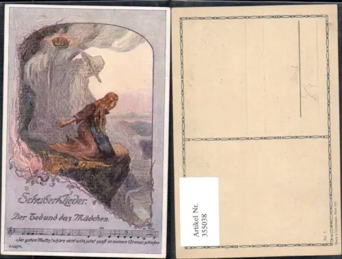355038,Künstler Ak O. Elsner Schubertlieder Der Tod u. d. Mädchen Liedkarte Notenzeile Musik