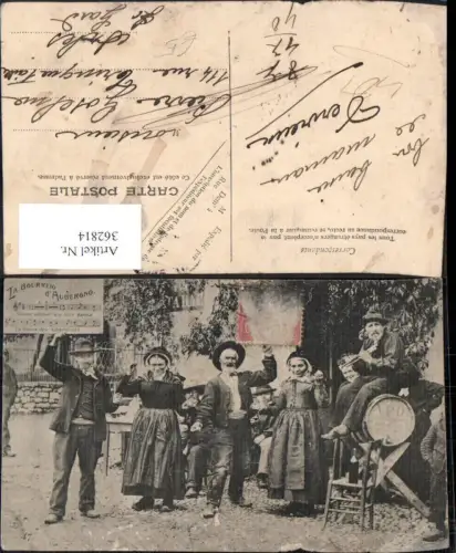 362814,Liedkarte La Bourreio d Aubergno Musik Tracht Tanzen