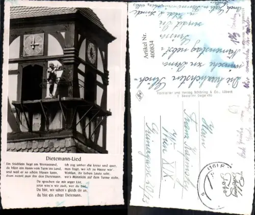 400834,Liedkarte Dietemann-Lied Uhrturm