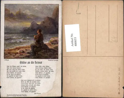 400853,Liedkarte A. Broch Grüße an d. Heimat Karl Kromer