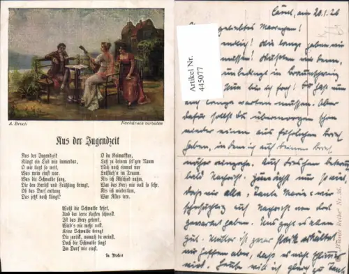 445077,Liedkarte A. Broch Aus der Jugendzeit Friedrich Rückert Musik