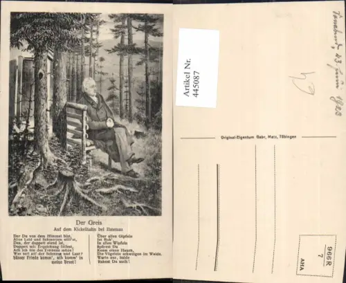 445087,Liedkarte Der Greis Kickelhanh b. Illmenau Text Musik