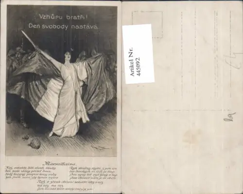 445092,Liedkarte Marseillaisa Frankreiche Patriotik Frau Schwert Musik