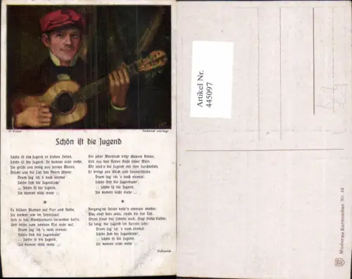 445097,Künstler Liedkarte O. Kasper Schön ist die Jugend Musik