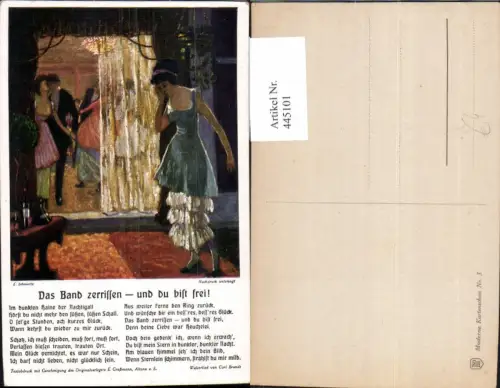 445101,Künstler Liedkarte E. Schwartz Walzerlied Carl Brandt Musik