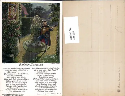 445105,Liedkarte C. Zander Rokoko Liebeslied Erik Meyer-Helmund Musik