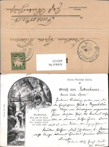445125,Liedkarte Waldfrieden Wasserfall Musik Stempel Reichsstadt