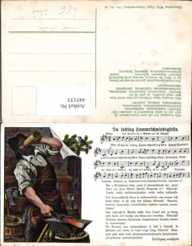 445133,Litho Liedkarte R. Schneider Da lusting Hammrschmiedsgselln Schmied M. Schreyer Musik