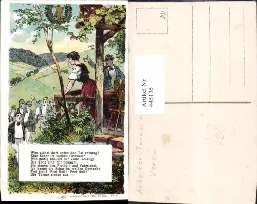 445135,Künstler Liedkarte Was ziehet dort unten das Tal entlang pub Arbeiter Turn Verein