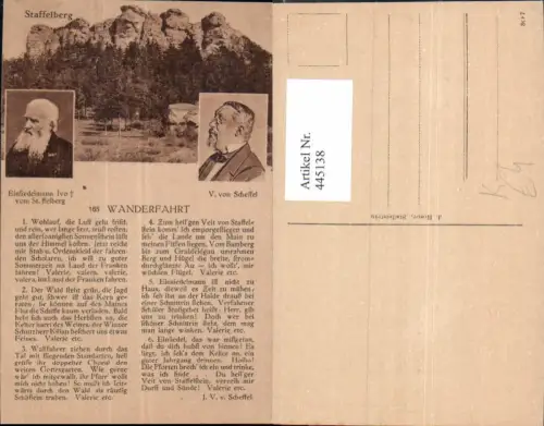 445138,Künstler Liedkarte Wanderfahrt V. Scheffel Staffelberg Musik