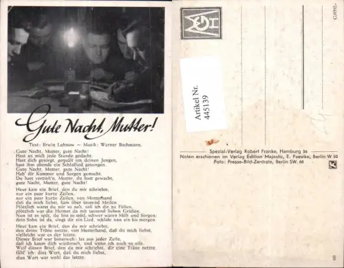 445139,Liedkarte Gute Nacht Mutter Erwin Lehnow Werner Bochmann Musik