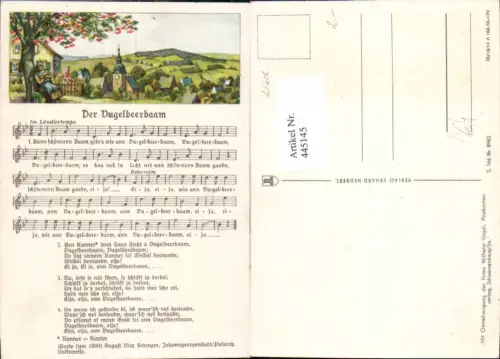 445145,Liedkarte Der Vugelbeerbaam Notenzeile Musik