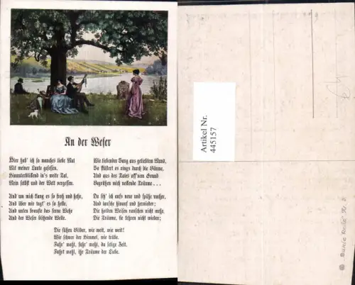 445157,Liedkarte An der Weser Text Musik