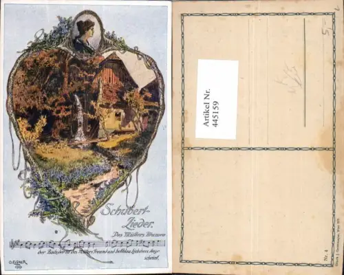 445159,Liedkarte O. Elsner Schubert Des Müllers Blumen Musik