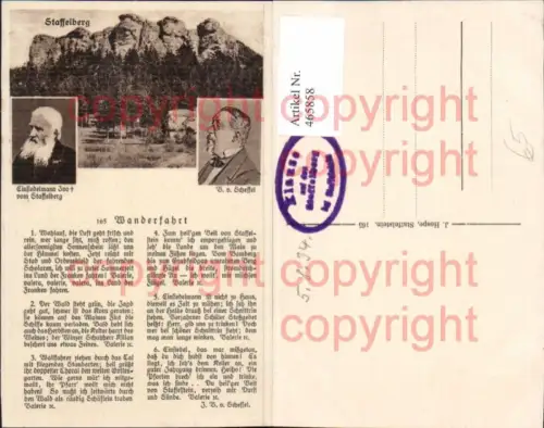 465858,Liedkarte Wanderfahrt Staffelberg Scheffel Text Musik