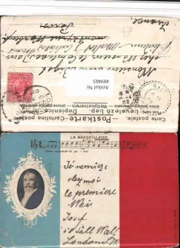489403,Präge AK Liedkarte Liedzeile La Marseillaise Mann Portrait
