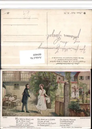 489409,Künstler AK A. Broch Liedkarte Dreimäderlhaus Schubert Frau
