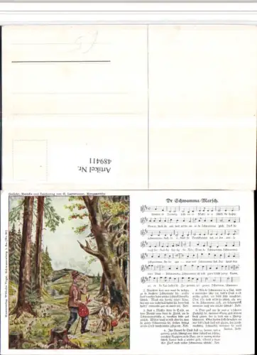 489411,Künstler AK Liedkarte Dr. Schwamma-Marsch Wanderer Rauchen